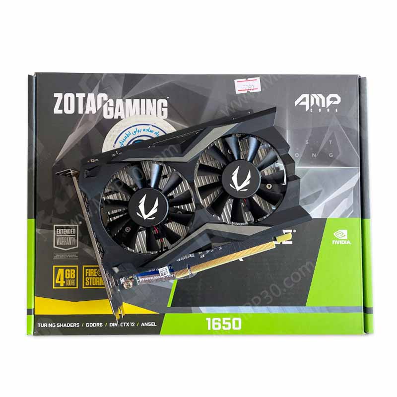 Zotac GTX 1650 AMP 4G (6) کارت گرافیک زوتک Zotac Gaming GTX 1650 AMP 4G GDDR6 استوک گارانتی تا 1406/05 - تصویر 1